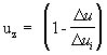 U subscript Z equals 1 minus the quotient of delta U divided by delta U subscript I.