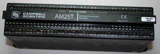 The figure shows the AM25T 25-channel thermocouple (TC) multiplexer that connects via screw terminals to the Campbell Scientific Inc.ïƒ’ CR1000 data logger. Screw terminals line both the upper and lower edge as shown for connection to as many as 25 TCs.