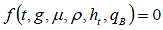 Figure 20. Equation. Parameters relevant for t. A function of open parenthesis t, g, mu, rho, h subscript t, and q subscript B close parenthesis equals zero.