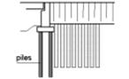 This line drawing shows an abutment supported on deep foundations and an adjacent embankment supported on a deep mixing method (DMM) application. 