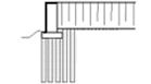 This line drawing shows a retaining wall supported on a deep mixing method (DMM) application without retained soil supported on DMM.