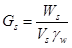 G subscript s equals W subscript s divided by the quantity V subscript s times gamma subscript w.