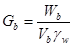 G subscript b equals W subscript b divided by the quantity V subscript b times gamma subscript w.