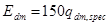 E subscript dm equals 150 times q subscript dm, spec.