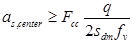 a subscript s,center is greater than or equal to F subscript cc times q divided by 2 times s subscript dm times f subscript v.