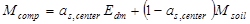 M subscript comp equals a subscript s,center times E subscript dm plus open parentheses 1 minus a subscript s,center closed parentheses times M subscript soil.