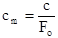 c subscript m equals c divided by F subscript o.