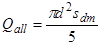 Q subscript all equals pi times d squared times s subscript dm divided by 5.