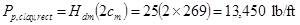P subscript p,clay,rect equals H subscript dm times open parenthesis 2 times c subscript m closed parenthesis equals 25 times open parenthesis 2 times 269 closed parenthesis equals 13,450 poundforce per foot.