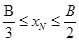 B divided by 3 is less than or equal to x subscript N is less than or equal to B divided by 2; 25.5 divided by 3 equals 8.5 which is less than 10.01 which is less than 25.5 divided by 2 equals 12.75.