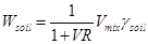 W subscript soil equals 1 divided by the quantity 1 plus VR times V subscript mix times gamma subscript soil.