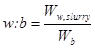 w colon b equals W subscript w,slurry divided by W subscript b.