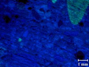 A typical petrographic image for recast reference Mix 7 at 218 days shows there is not much difference between the features of the concrete exposed to accelerated conditions and that stored at ambient conditions.