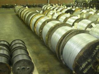 This photo shows lined up wire coils to be used for the construction of the cable mockup. 