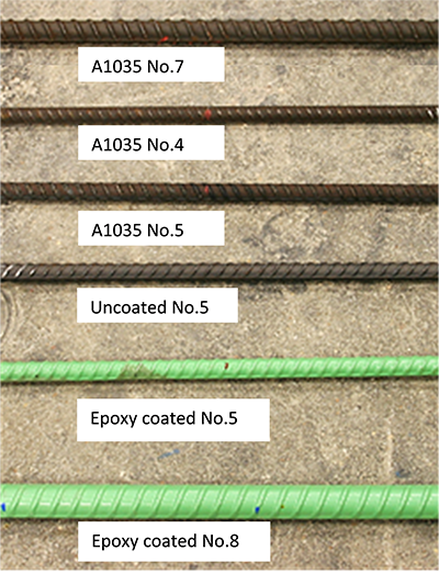 Figure 2. Photo. Reinforcing bar rib pattern.