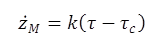 The equation calculates Å¼ sub M as equal to k times open parenthesis tau minus tau sub c close parenthesis