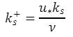 The equation calculates k sub s superscript + as equal to u sub * times k sub s divided nu.