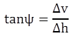 The equation calculates tangent of psi as equal to the change in vertical displacement divided by the change in horizontal displacement.