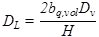 D subscript L equals the product of 2 times b subscript q,vol times D subscript v all divided by H.