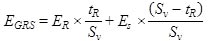 E subscript GRS equals E subscript R times fraction t subscript R divided by S subscript v plus E subscript s times fraction open parenthesis S subscript v minus t subscript R closed parenthesis all divided by S subscript v.