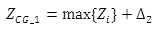 Figure 21. Equation. Component group condition index. Z sub CG underscore 1 equals the max of open brace Z sub i close brace plus delta sub 2.