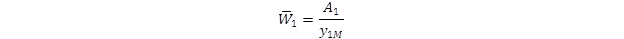 W bar sub 1 equals A sub 1 divided by y sub 1M.