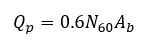 Q sub p is equal to the product of 0.6, N sub 60, and A sub b.