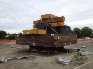 Figure 7. Photo showing dead load on top of the test piles.