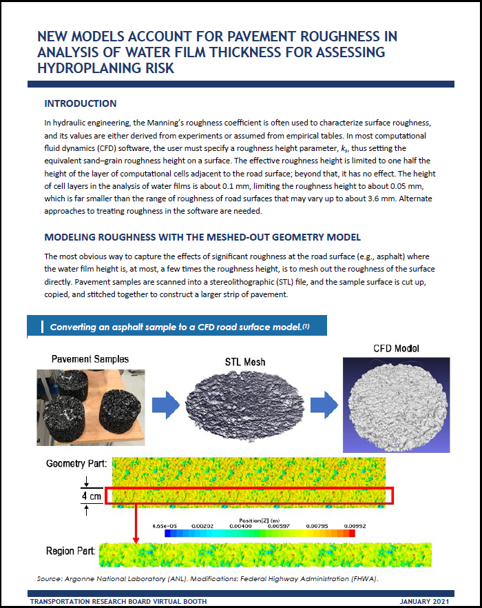 New Models Account for Pavement Roughness in Analysis of Water Film Thickness for Assessing Hydroplaning Risk