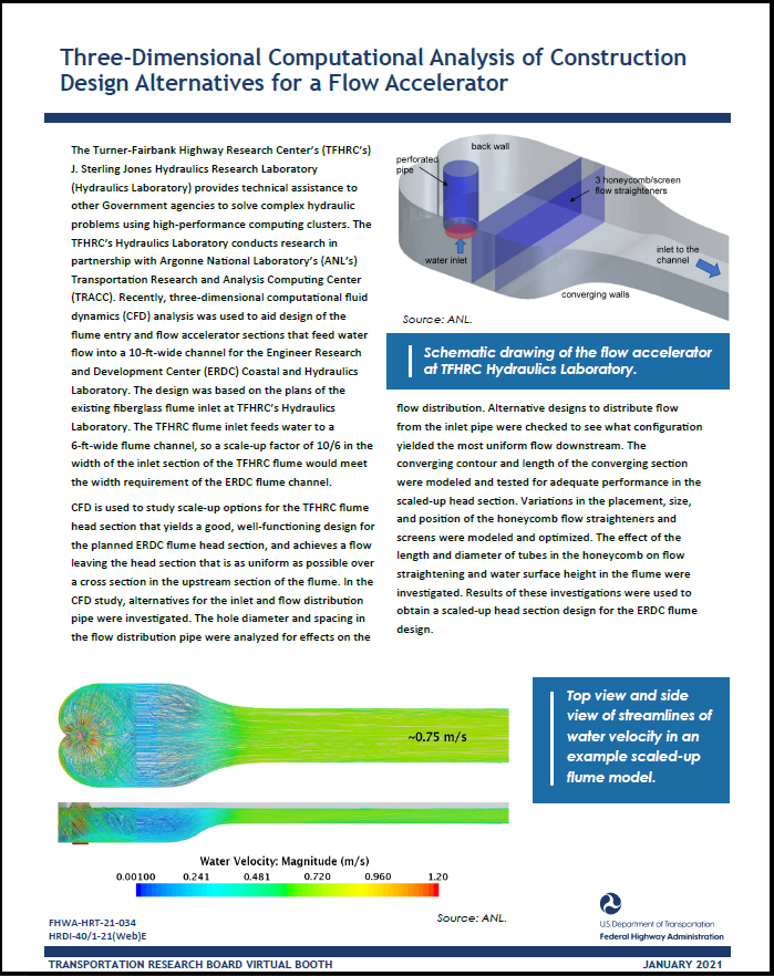 Three-Dimensional Computational Analysis of Construction Design Alternatives for a Flow Accelerator