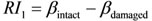 Figure 40. Equation. Probabilistic Redundancy Index 1. RI subscript 1 equals beta subscript intact minus beta subscript damaged.