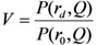 Figure 45. Equation. Vulnerability. V equals P open parenthesis r subscript d comma Q close parenthesis divided by P open parenthesis r subscript 0 comma Q close parenthesis.