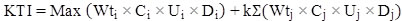 Figure 5. Equation. Finnraâ€™s Repair Index. KTI equals the maximum of open parenthesis Wt subscript i times C subscript i times U subscript i times D subscript i close parenthesis plus k times the sum of open parenthesis Wt subscript j times C subscript j times U subscript j times D subscript j close parenthesis.