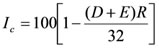 Figure 7. Equation. South Africaâ€™s Condition Index. I subscript c equals 100 times open bracket 1 minus open parenthesis D plus E close parenthesis times R divided by 32 close bracket. 