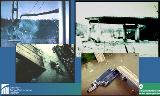 Picture. Four pictures for collapse of bridges