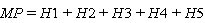 MP equals H1 plus H2 plus H3 plus H4 plus H5.