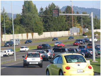 This photo shows a second view of traffic and congestion on the Portland, OR, test network.