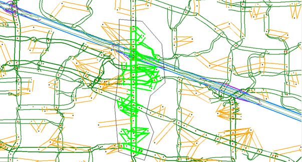 This figure shows a screenshot of the Network EXplorer for Traffic Analysis depiction of the subarea boundary selection screen for Portland’s NW 185th Avenue subarea.