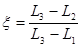 Xi equals L subscript 3 minus L subscript 2 divided by L subscript 3 minus L subscript 1.