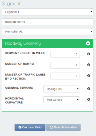 Figure 14: Screenshot. Segment screen with data entered.