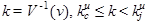 Figure 17. Equation. Steady-state density as a reverse function of speed. k equals V superscript -1 times open parenthesis v closed parenthesis, where k is greater than or equal to k superscript u subscript c and less than k superscript u subscript j.