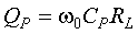 Capital Q subscript Capital P is equal to omega nought times Capital C subscript Capital P times Capital R subscript Capital L.