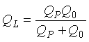 Capital Q subscript Capital L is equal to the quotient of the product of Capital Q subscript Capital P times Capital Q nought all over the quantity Capital Q subscript Capital P plus Capital Q nought.