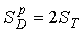 Capital S subscript Capital D superscript P is equal to 2 times Capital S subscript Capital T.