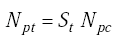 Equation I-2. Capital N subscript P T equals Capital S subscript T times Capital N subscript P C.