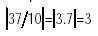 37 slash 10 equals 3.7 equals 3