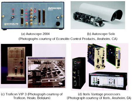 Figure 2-49. Tripline video image processors. Photograph of three models of tripline video image processors.