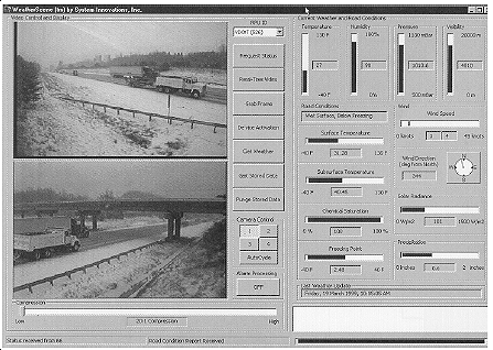 Figure 3-31. Weather imagery and data display. Computer monitor display of road conditions. Display contains imagery and numerical information about road and air conditions.