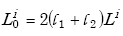 Equation A-34. Capital L nought superscript I is equal to 2 times the sum of L subscript 1 and L subscript 2 all times capital L superscript I.