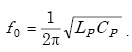 Equation A-47. F nought is equal to 1 over 2 pi times the square root of the product of capital L subscript capital P and capital C subscript capital P.